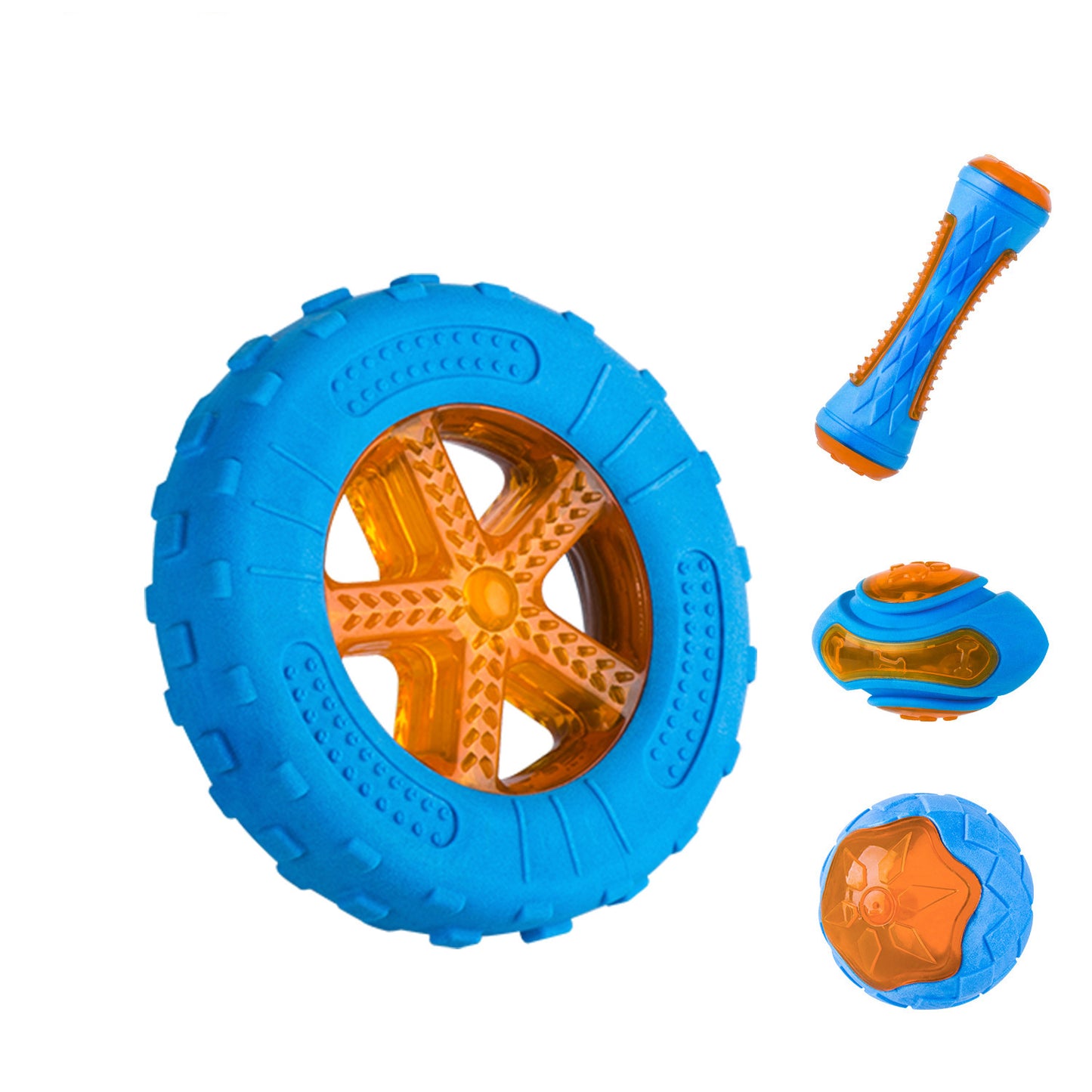 Rubber Doggy Chew Toys, Disc, Ball, Bone, Tire