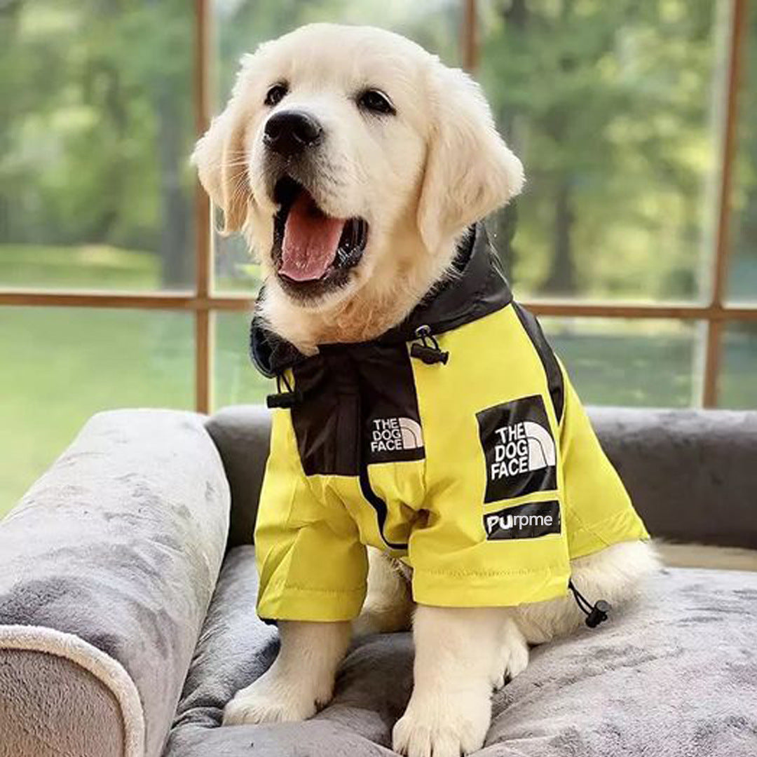 Dog north face jacket windproof and rainproof polyester dog raincoat