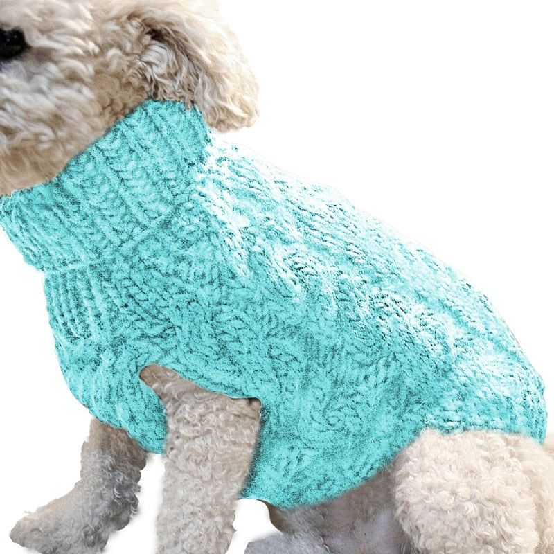 Dog High Collar Solid Color knit Sweater