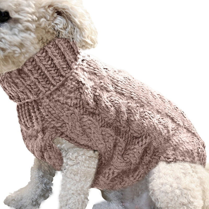 Dog High Collar Solid Color knit Sweater