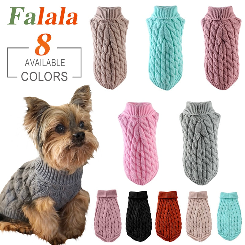Dog High Collar Solid Color knit Sweater